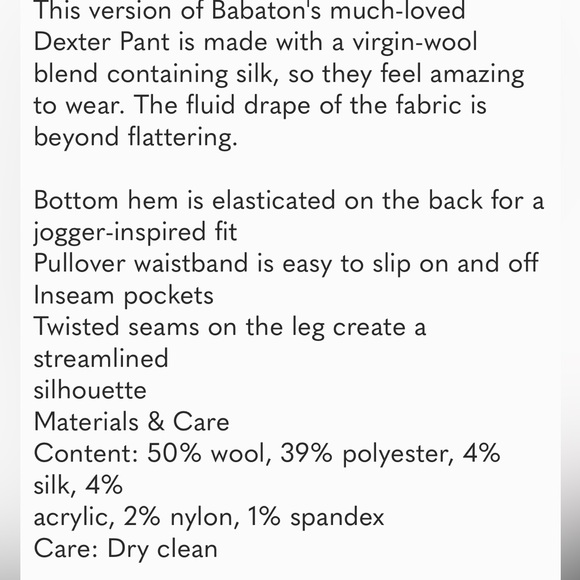 Aritzia Babaton Dexter Wool Silk Blend Pant - Picture 11 of 12